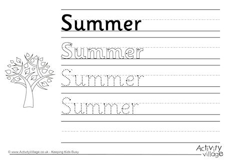 Summer handwriting worksheet 2