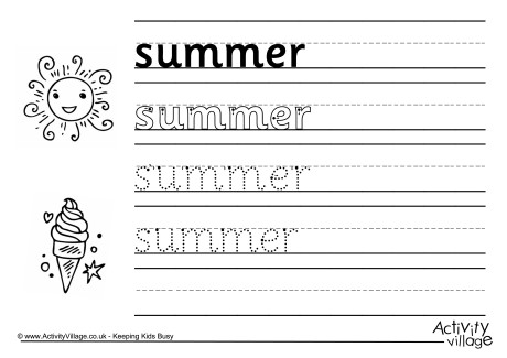 Summer handwriting worksheet