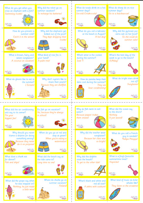 Summer jokes lunch box notes Summer jokes lunch box notes