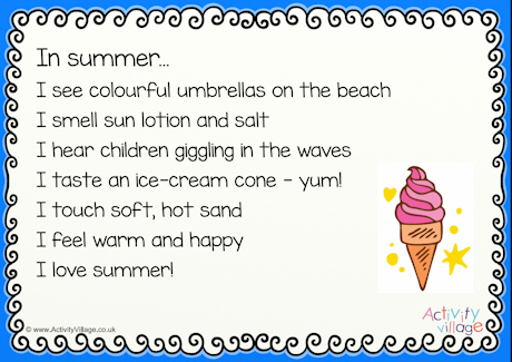 Summer Sensory Poem Summer Sensory Poem