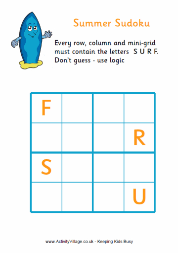 Summer word sudoku - easy