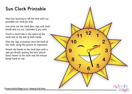 Sun clock printable Sun clock printable