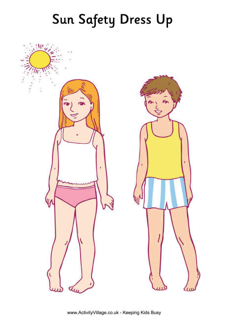 Sun safety paper dolls - dolls Sun safety paper dolls - dolls