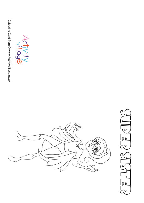 Super Sister Colouring Card