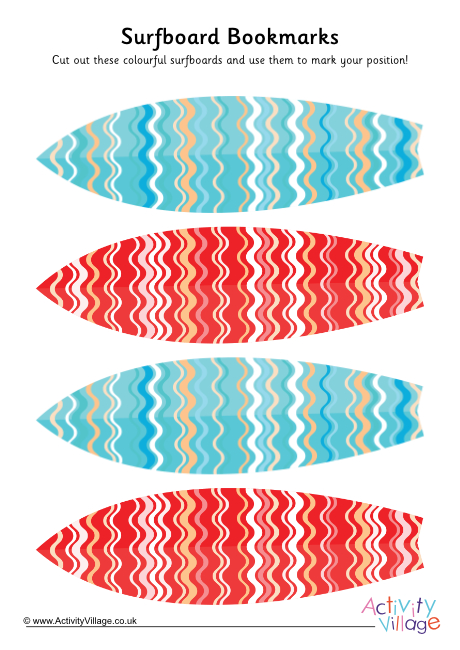 Surfboard bookmarks