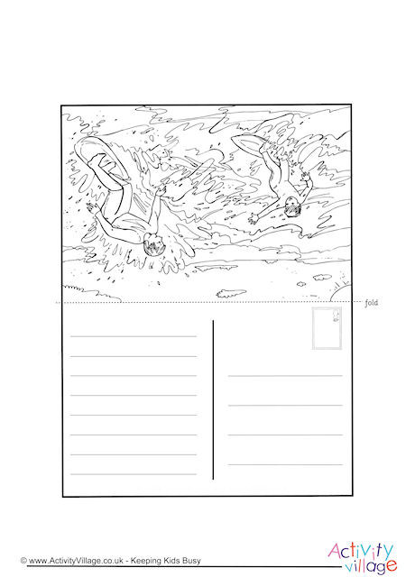 Surfing Colouring Postcard