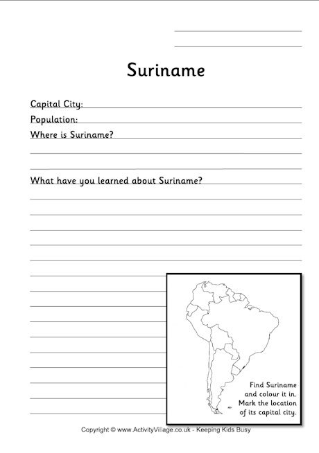 Suriname worksheet