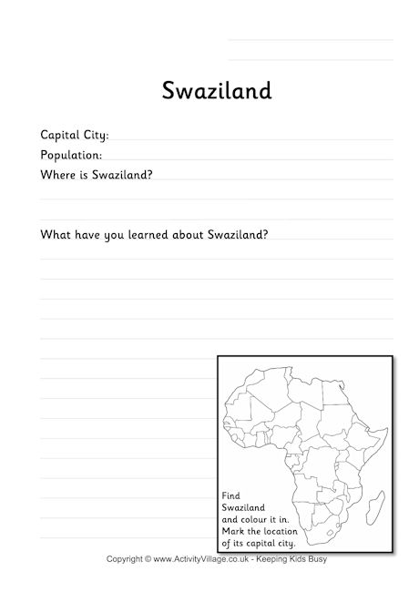 Swaziland worksheet