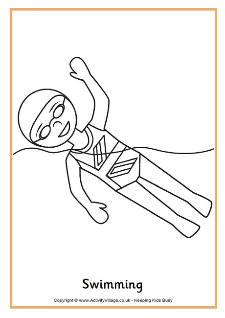 Swimming colouring page