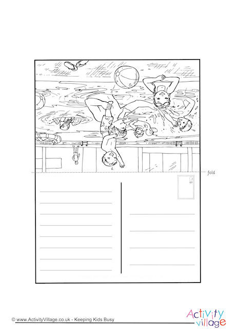 Swimming Pool Colouring Postcard