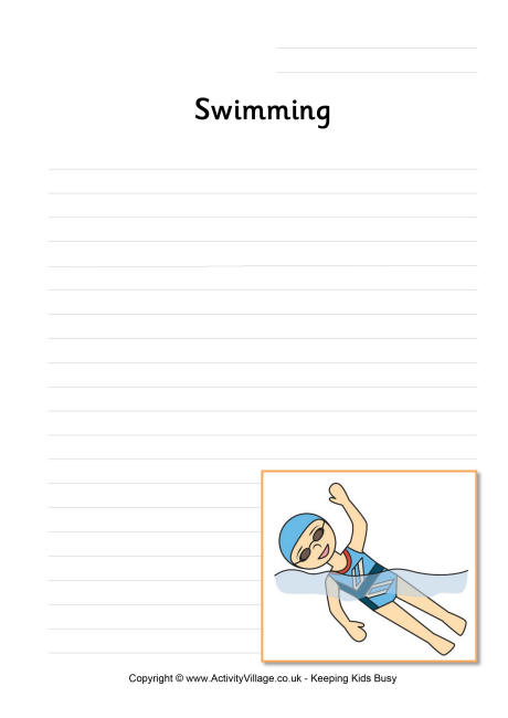 Swimming writing page