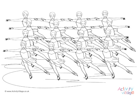Synchronised skating colouring page Synchronised skating colouring page