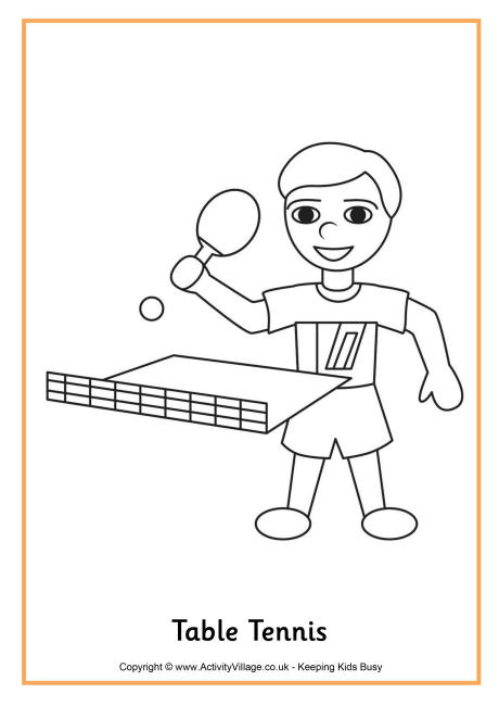 Table Tennis colouring page
