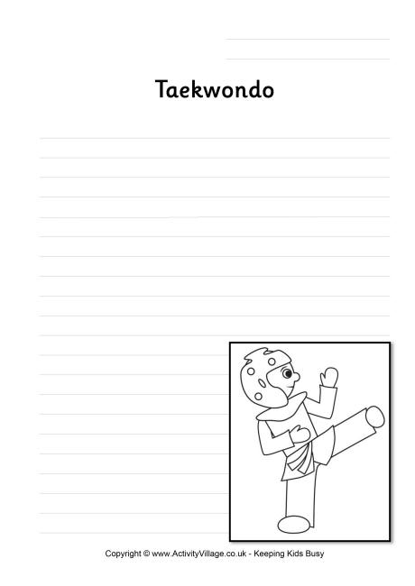 Taekwondo writing page