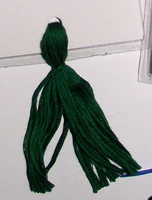 Tassel closeup - green wool
