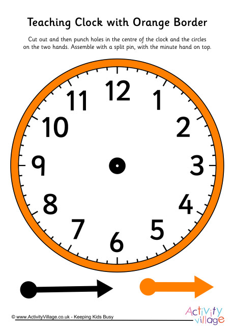 Teaching Clock Orange Border
