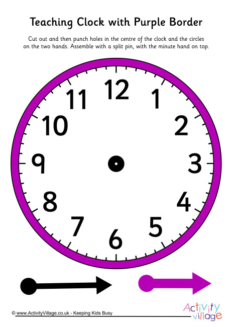 Teaching Clock Purple Border