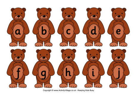Teddy alphabet - lower case