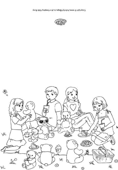Teddy bears' picnic colouring card