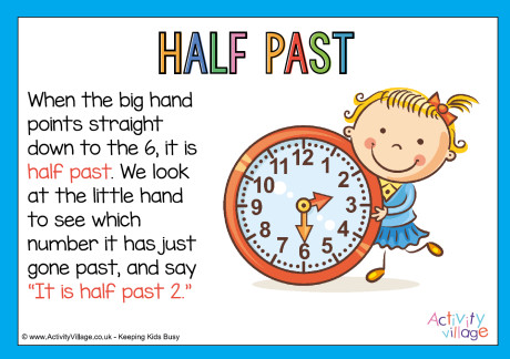 Telling time half past poster