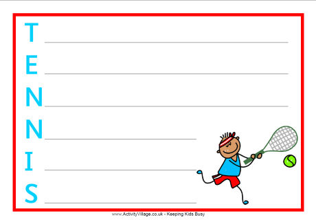Tennis acrostic poem printables