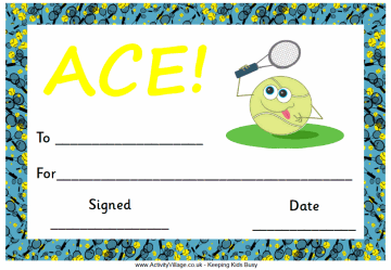Tennis certificate - ace
