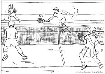Tennis match colouring page