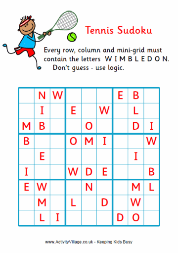 Tennis word sudoku - difficult