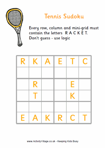 Tennis word sudoku - medium