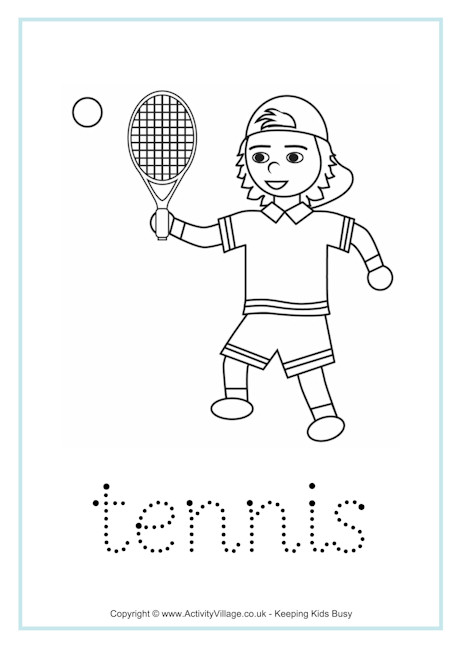 Tennis tracing worksheet