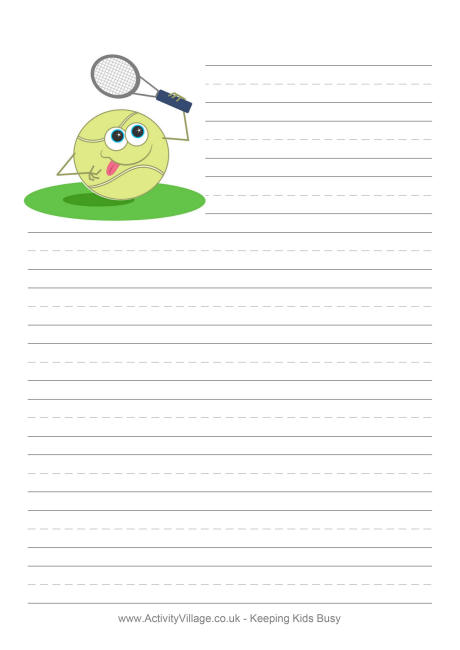 Tennis writing paper 
