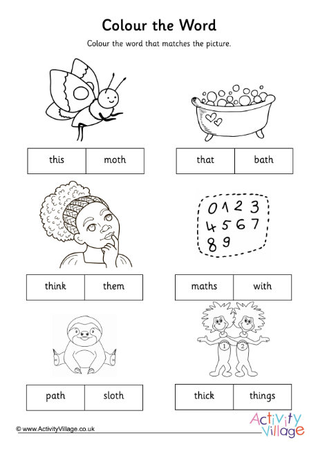 Th Digraph Colour The Word