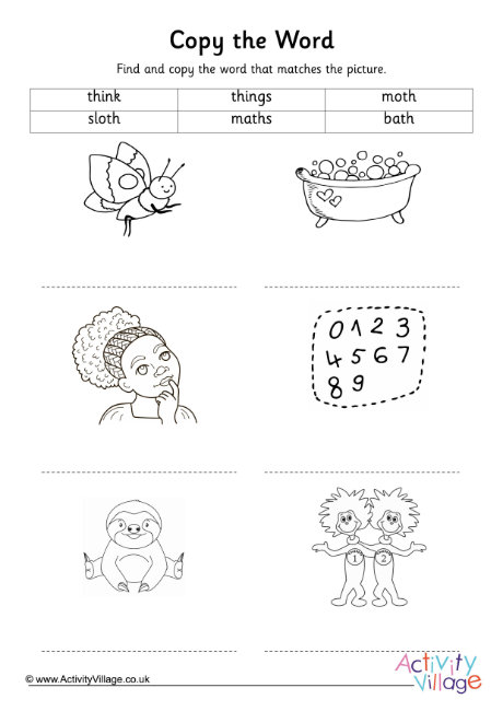 Th Digraph Copy The Word