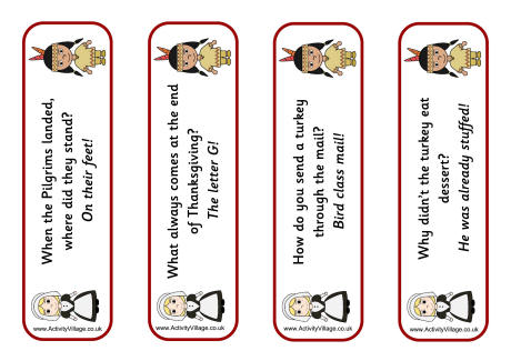 Thanksgiving jokes bookmarks 2