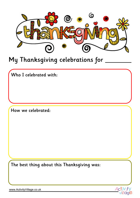 Thanksgiving Journal Page Thanksgiving Journal Page
