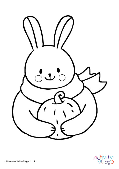 Thanksgiving rabbit colouring page