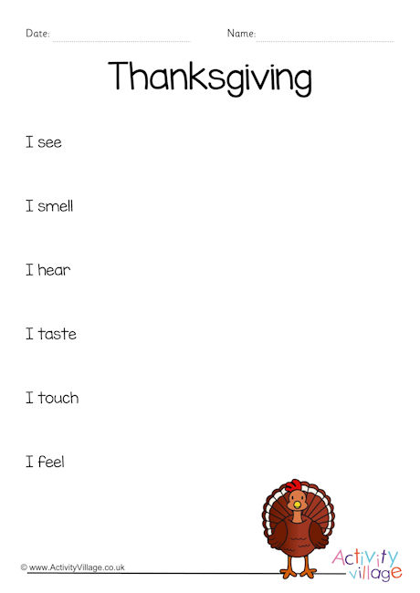 Thanksgiving sensory poem planning sheet