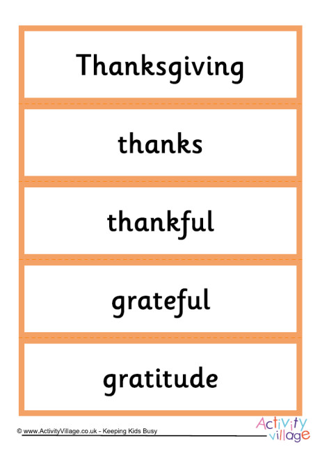 Thanksgiving word cards Thanksgiving word cards