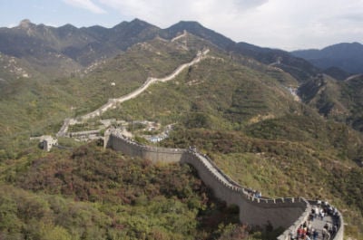 The Great Wall of China and tourists