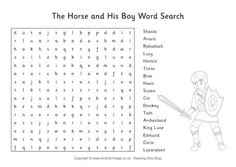 The Horse and His Boy word search
