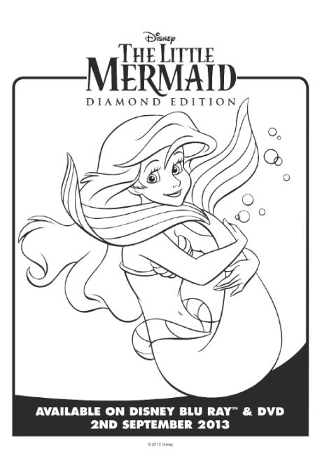 The little mermaid colouring page 3