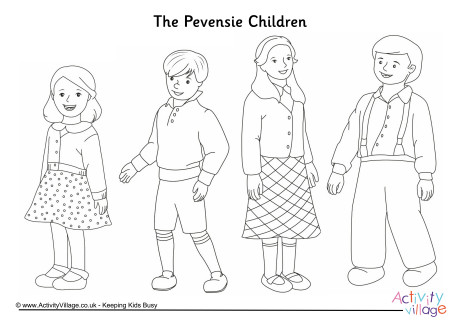 The Pevensie children colouring page