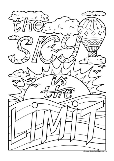 The sky is the limit colouring page