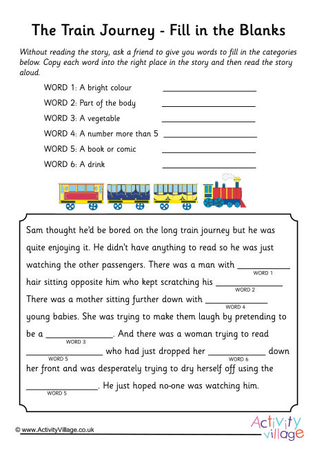 The Train Journey Fill In The Blanks Story