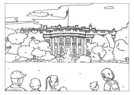 The White House colouring page