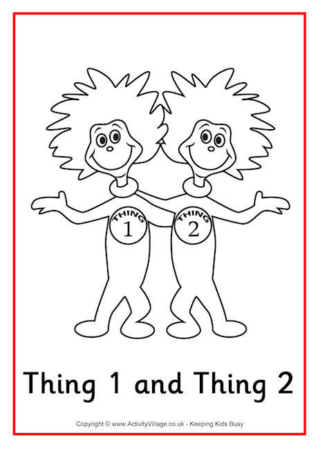 Thing 1 and Thing 2 colouring page