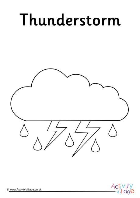 Thunderstorm weather symbol colouring page