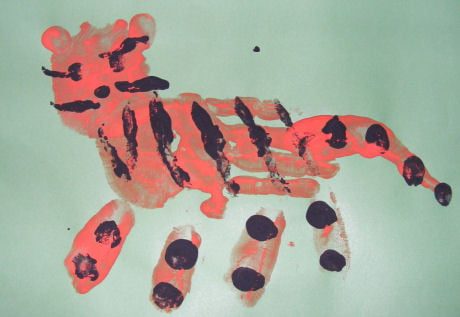 Tiger handprint painting