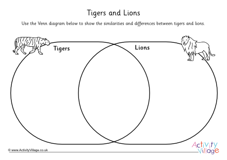 Tiger and Lion Venn Diagram Worksheet
