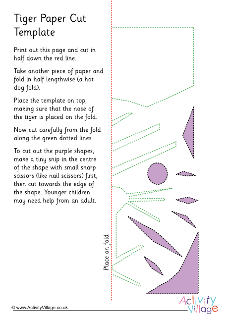 Tiger paper cut craft template Tiger paper cut craft template
